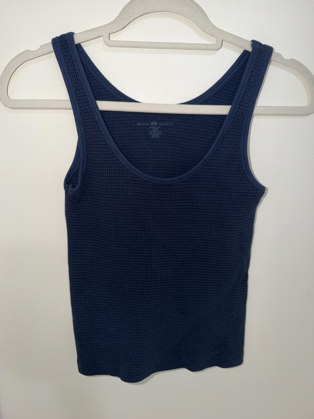 Brandy Melville Navy Waffle Tank Top - Classic Scoop Neck | OS